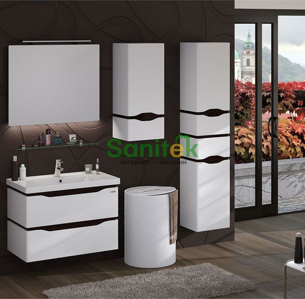 Пенал для ванної кімнати Sanwerk Alessa Air MV0000137 (білий/венге) правий 153549 фото