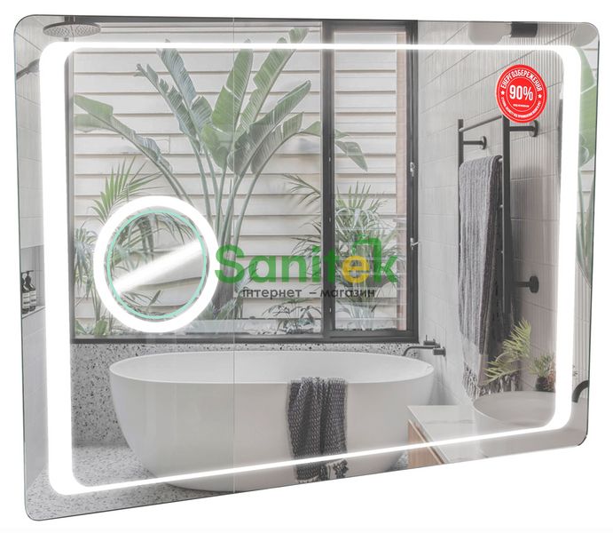 Зеркало для ванной комнаты Аква Родос Омега Люкс 100 (АР000018504) с увеличительным стеклом и подсветкой 420105 фото