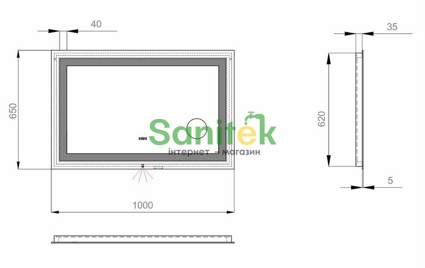 Дзеркало для ванної кімнати Sanwerk Ultra Mega 100x65см (ZU0000139) зі збільшуючим склом 159774 фото