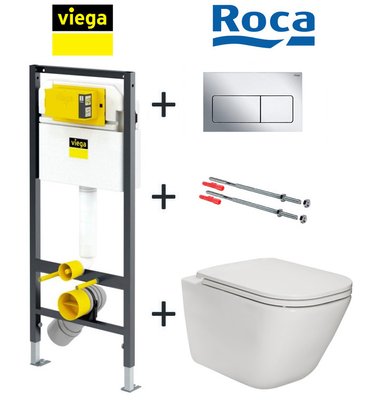 Комплект инсталляции Viega Prevista Dry 771973 с унитазом Roca Gap Rimless A34H470000 с сиденьем Slim slow-closing 327471 фото