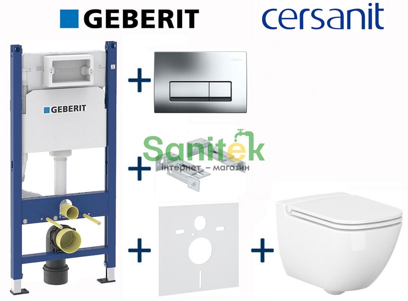 Комплект інсталяції Geberit Duofix 458.126.00.1+115.119.21.1 з унітазом Cersanit Caspia Clean On з сидінням Soft Closing 696768 фото