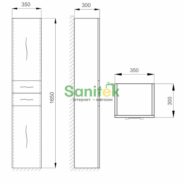 Пенал для ванної кімнати Sanwerk Mindal Air MV0000441 (білий) лівий 153590 фото