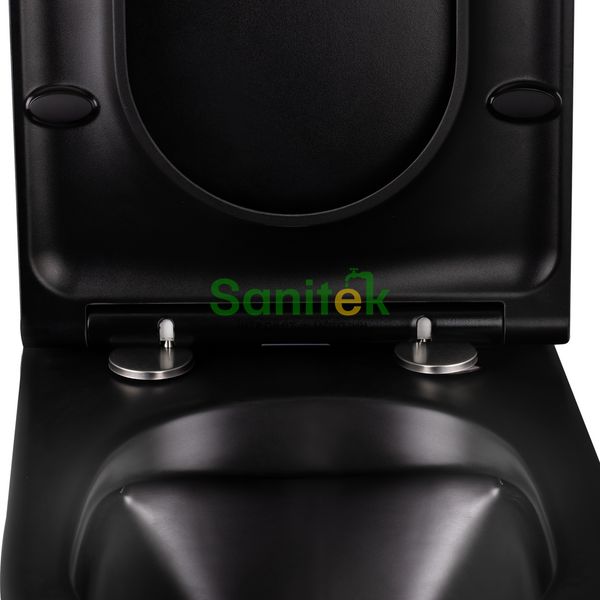 Унітаз-компакт Qtap Robin Rimless (QT13222141ARMB) з сидінням Slim Soft-close (чорний мат) 477905 фото
