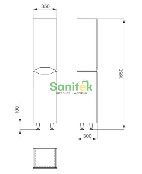 Пенал для ванної кімнати Sanwerk Simpli MV0000734 (білий) правий 153605 фото