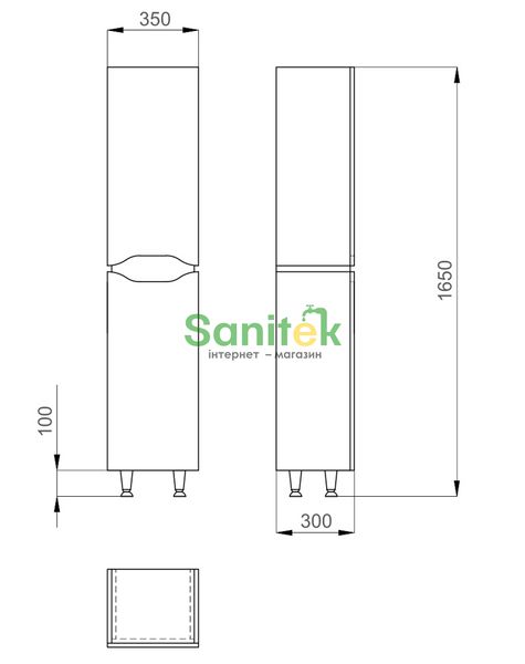 Пенал для ванної кімнати Sanwerk Simpli MV0000736 (білий/венге) правий 159773 фото