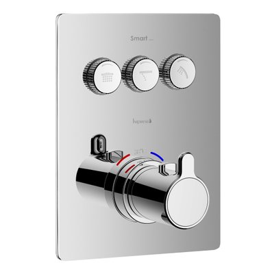 Змішувач для ванни та душу Imprese Smart Click ZMK101901235 прихованого монтажу з термостатом 3-х ходовий (хром) 541789 фото